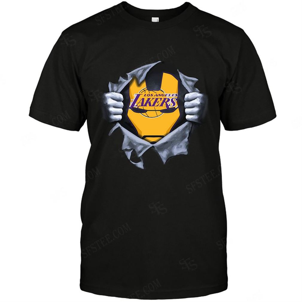 Nba Los Angeles Lakers Ironman Logo Dc Marvel Jersey Superhero Avenger Tee Hoodie V-neck Size Up To 5xl