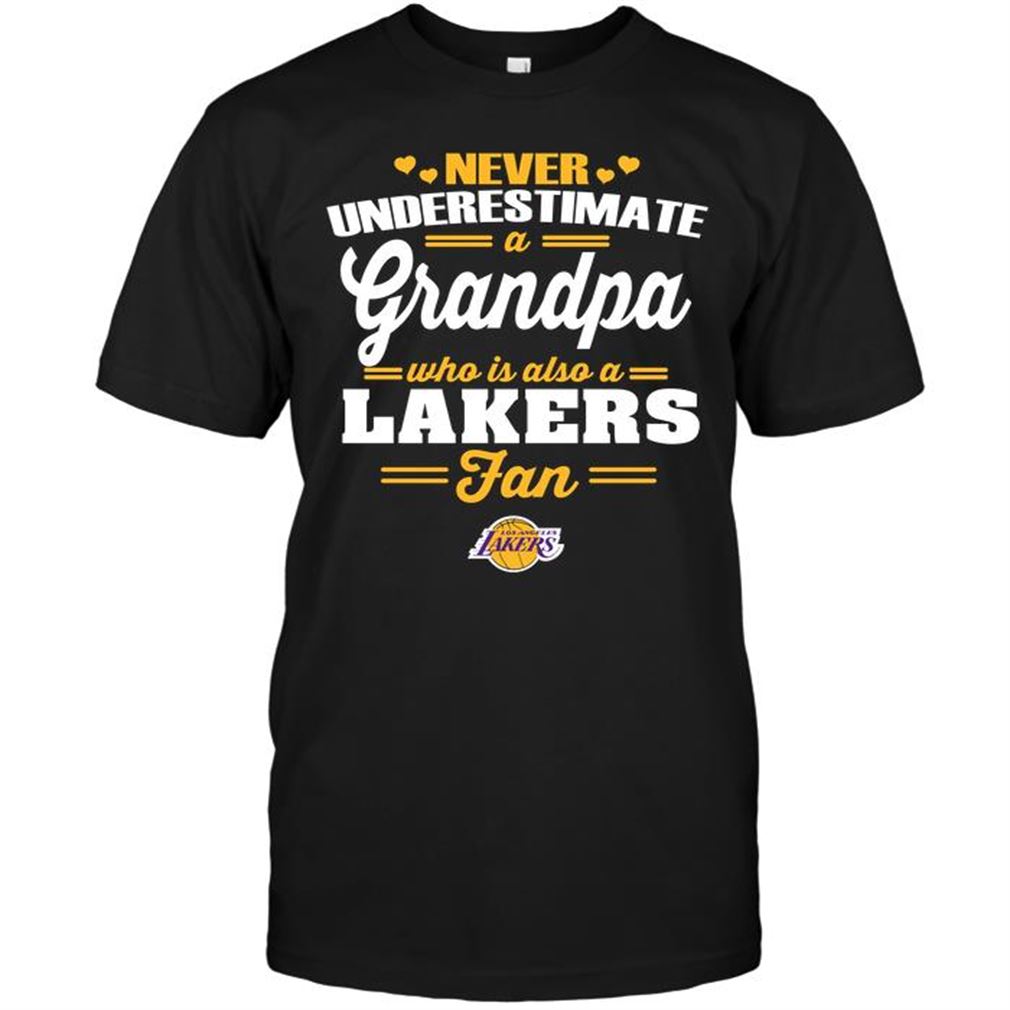 Nba Los Angeles Lakers Never Underestimate A Grandpa Who Is Also A Lakers Fan Tshirt Hoodie V-neck Size Up To 5xl