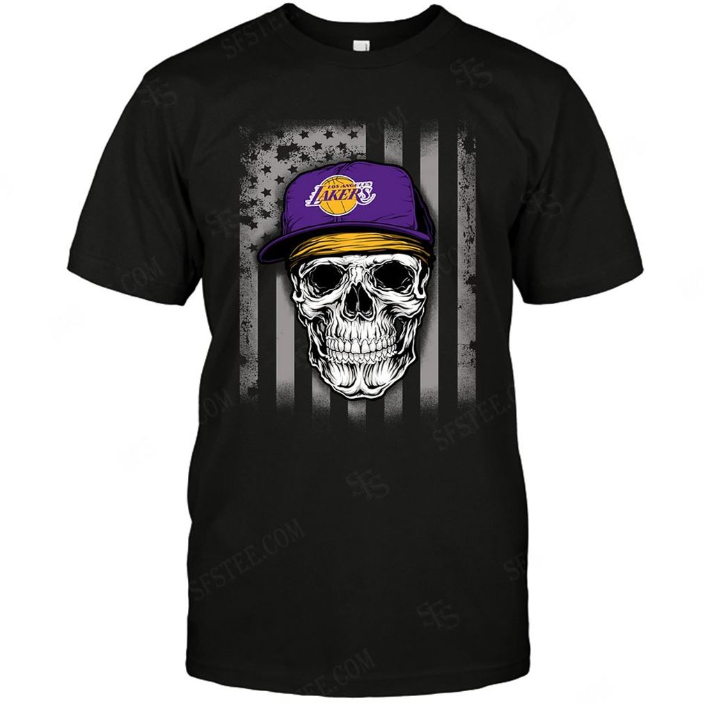 Nba Los Angeles Lakers Skull Rock With Hat T Shirts Hoodie V-neck Size Up To 5xl