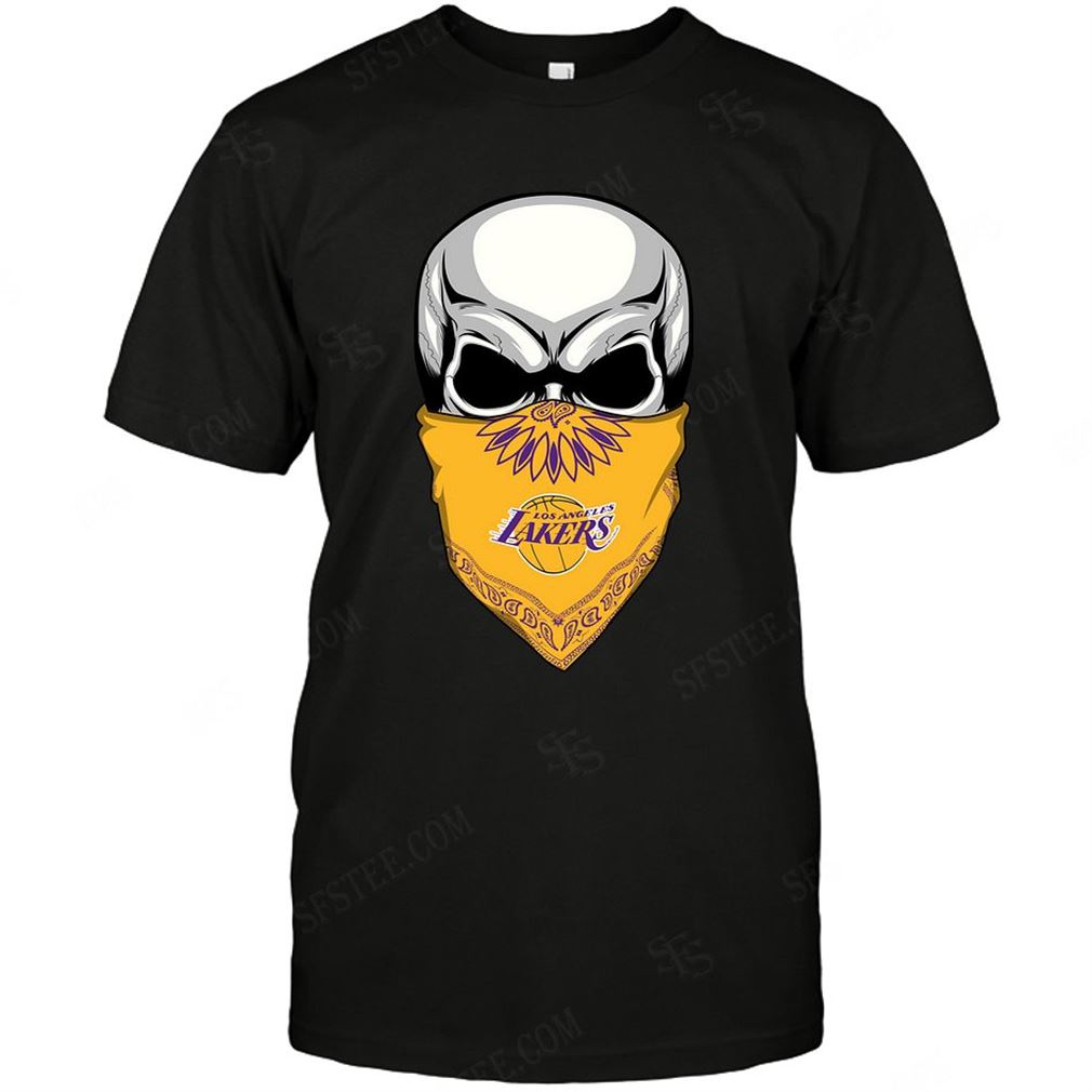 Nba Los Angeles Lakers Skull Rock With Mask Tee Hoodie V-neck Size Up To 5xl