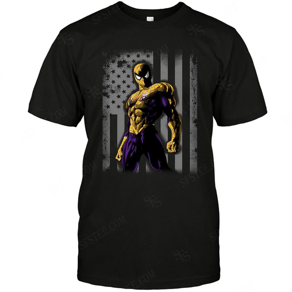 Nba Los Angeles Lakers Spiderman Flag Dc Marvel Jersey Superhero Avenger Shirt Hoodie V-neck Size Up To 5xl