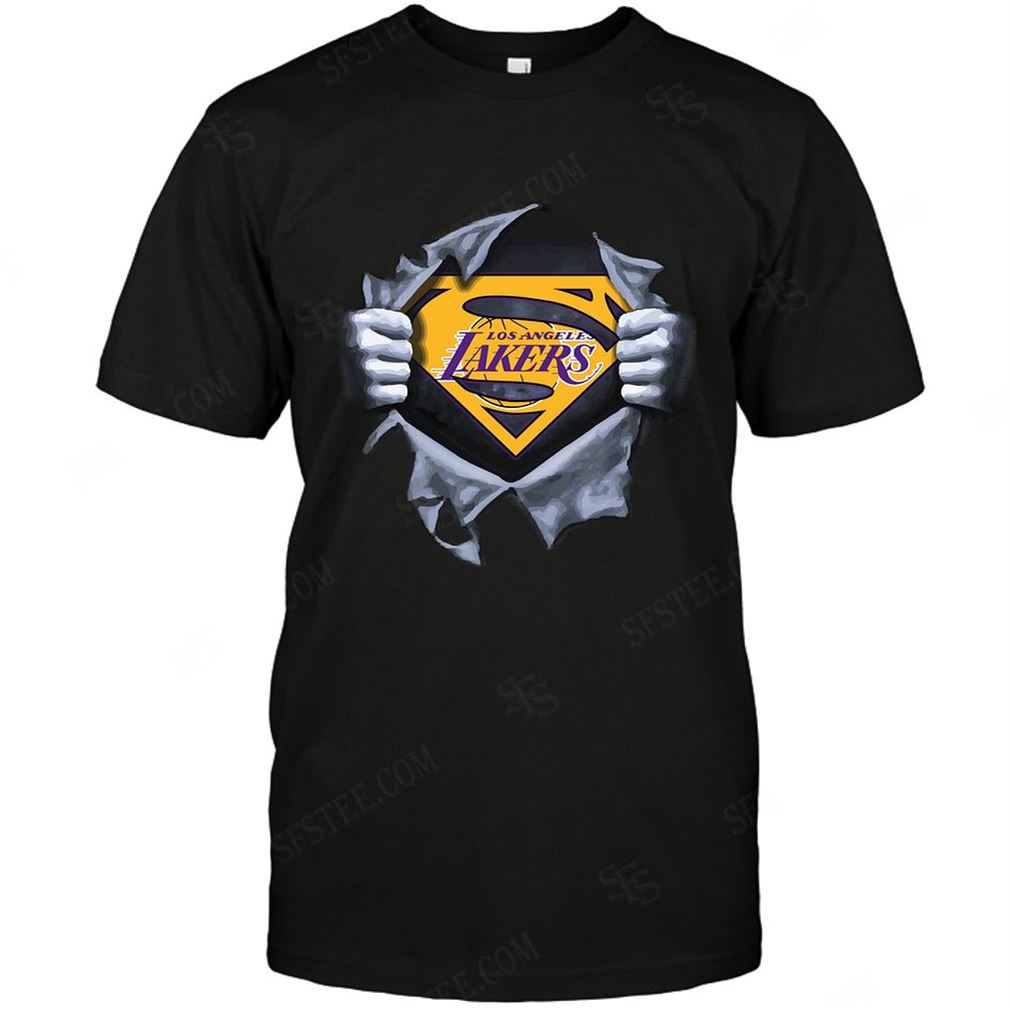 Nba Los Angeles Lakers Superman Logo Dc Marvel Jersey Superhero Avenger T Shirt Hoodie V-neck Size Up To 5xl