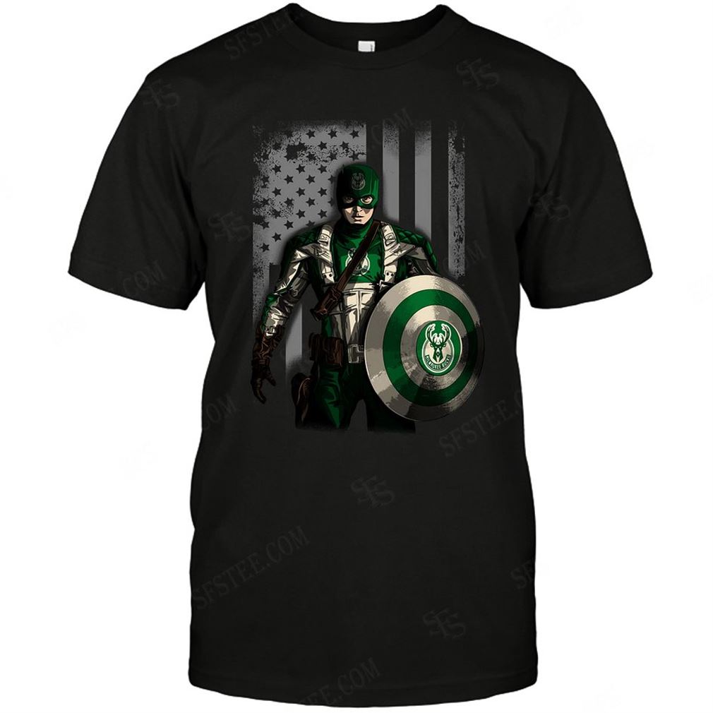 Nba Milwaukee Bucks Captain Flag Dc Marvel Jersey Superhero Avenger Shirt Hoodie V-neck Size Up To 5xl