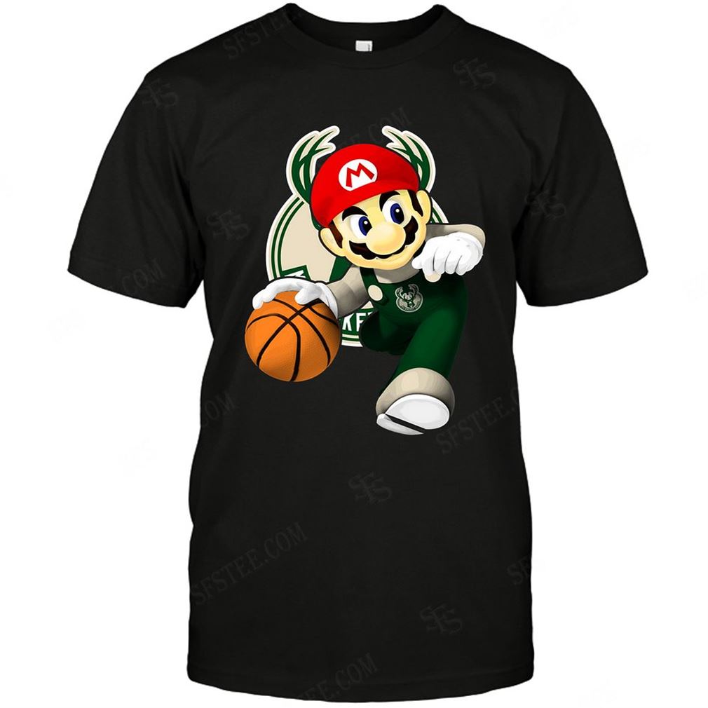 Nba Milwaukee Bucks Mario Nintendo Tshirt Hoodie V-neck Size Up To 5xl