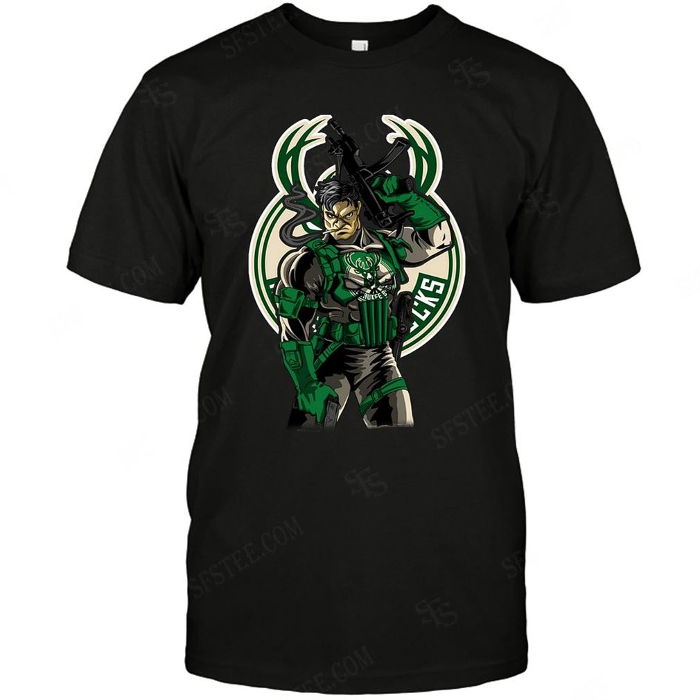 Nba Milwaukee Bucks Punisher Dc Marvel Jersey Superhero Avenger Shirts Hoodie V-neck Size Up To 5xl