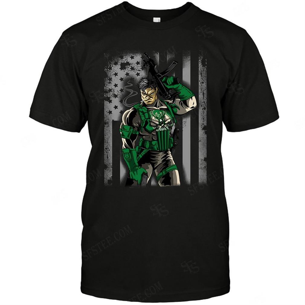 Nba Milwaukee Bucks Punisher Flag Dc Marvel Jersey Superhero Avenger T-shirt Hoodie V-neck Size Up To 5xl