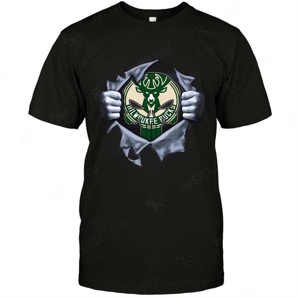 Nba Milwaukee Bucks Punisher Logo Dc Marvel Jersey Superhero Avenger T-shirts Hoodie V-neck Size Up To 5xl