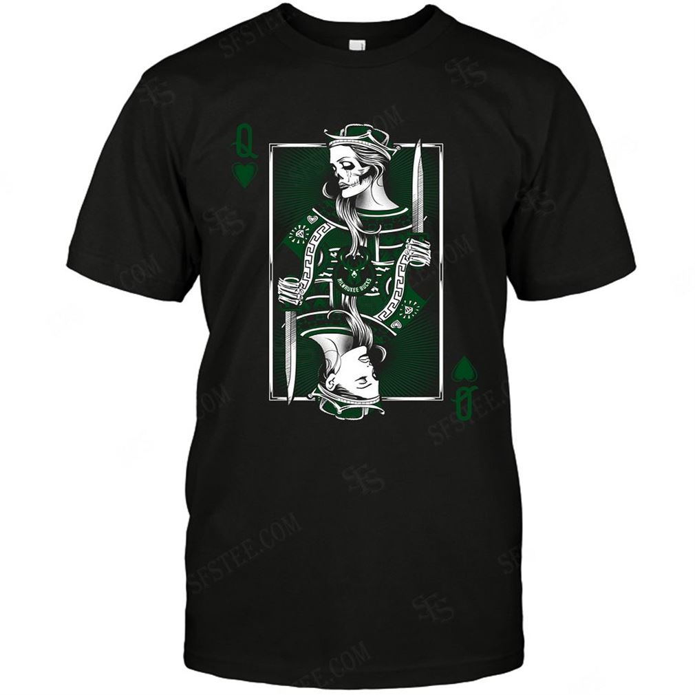 Nba Milwaukee Bucks Queen Card Poker Tee Hoodie V-neck Size Up To 5xl