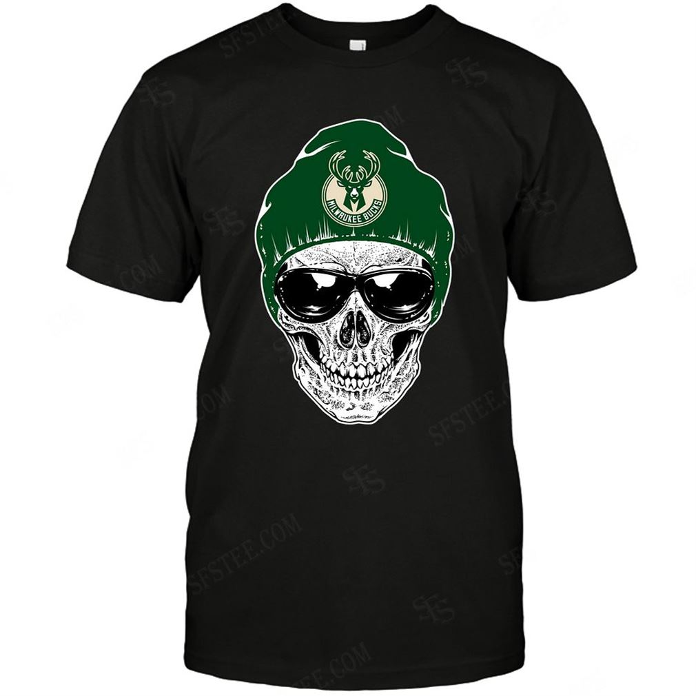 Nba Milwaukee Bucks Skull Rock With Beanie Tee Hoodie V-neck Size Up To 5xl