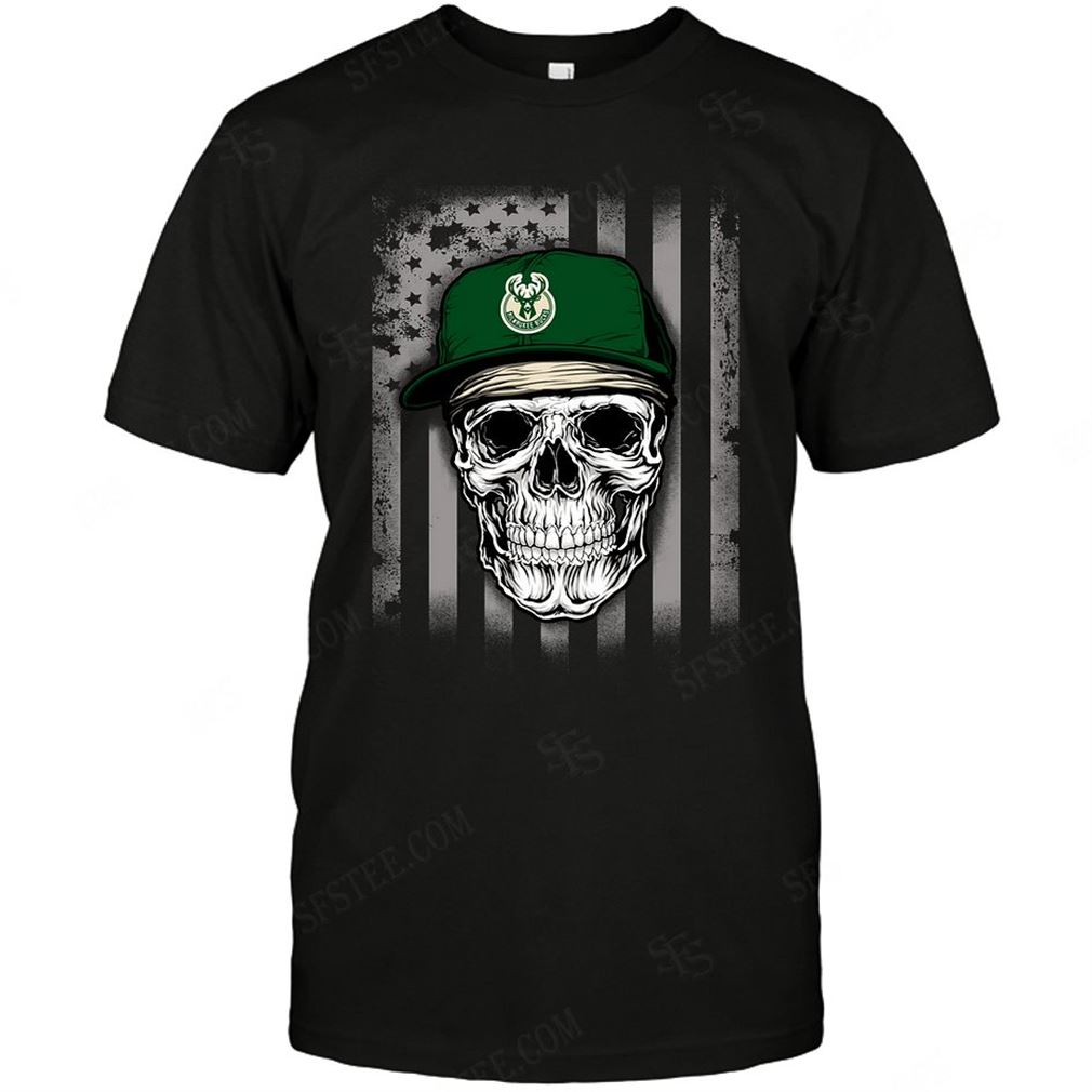 Nba Milwaukee Bucks Skull Rock With Hat T-shirt Hoodie V-neck Size Up To 5xl