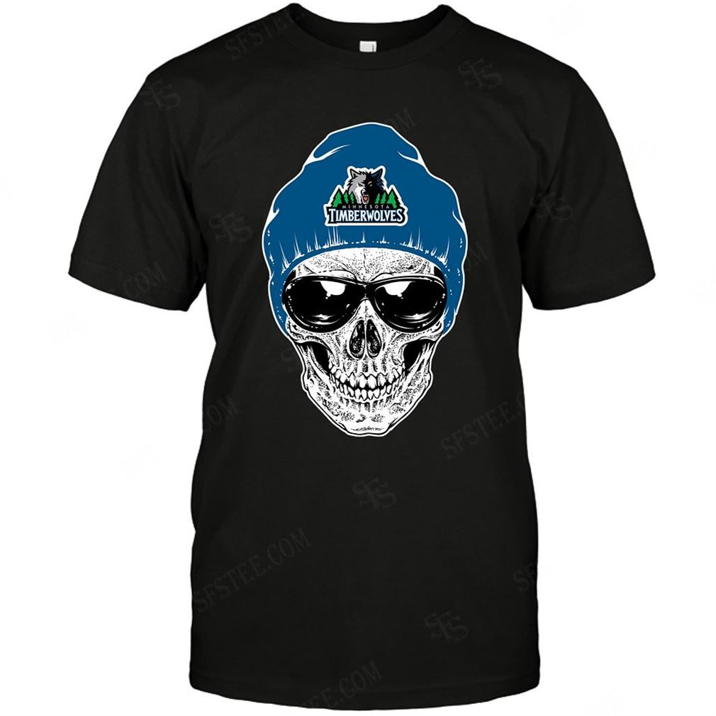 Nba Minnesota Timberwolves Skull Rock With Beanie T-shirts Hoodie Tank Top Size Up To 5xl