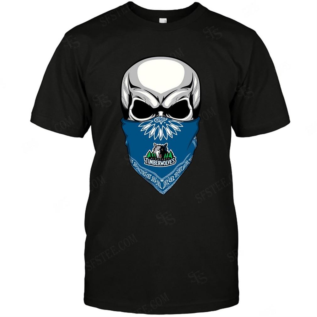 Nba Minnesota Timberwolves Skull Rock With Mask T Shirt Hoodie Tank Top Size Up To 5xl