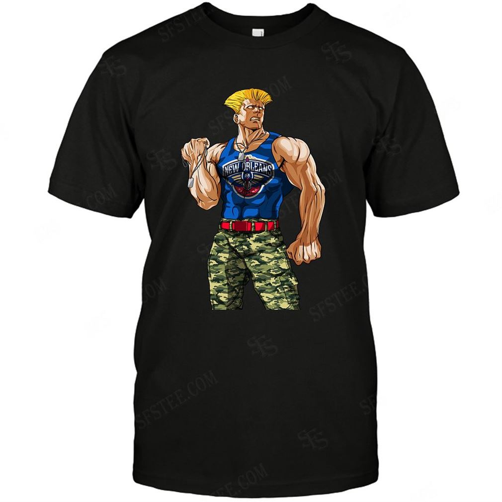 Nba New Orleans Pelicans Guile Nintendo Street Fighter T-shirts Hoodie V-neck Size Up To 5xl