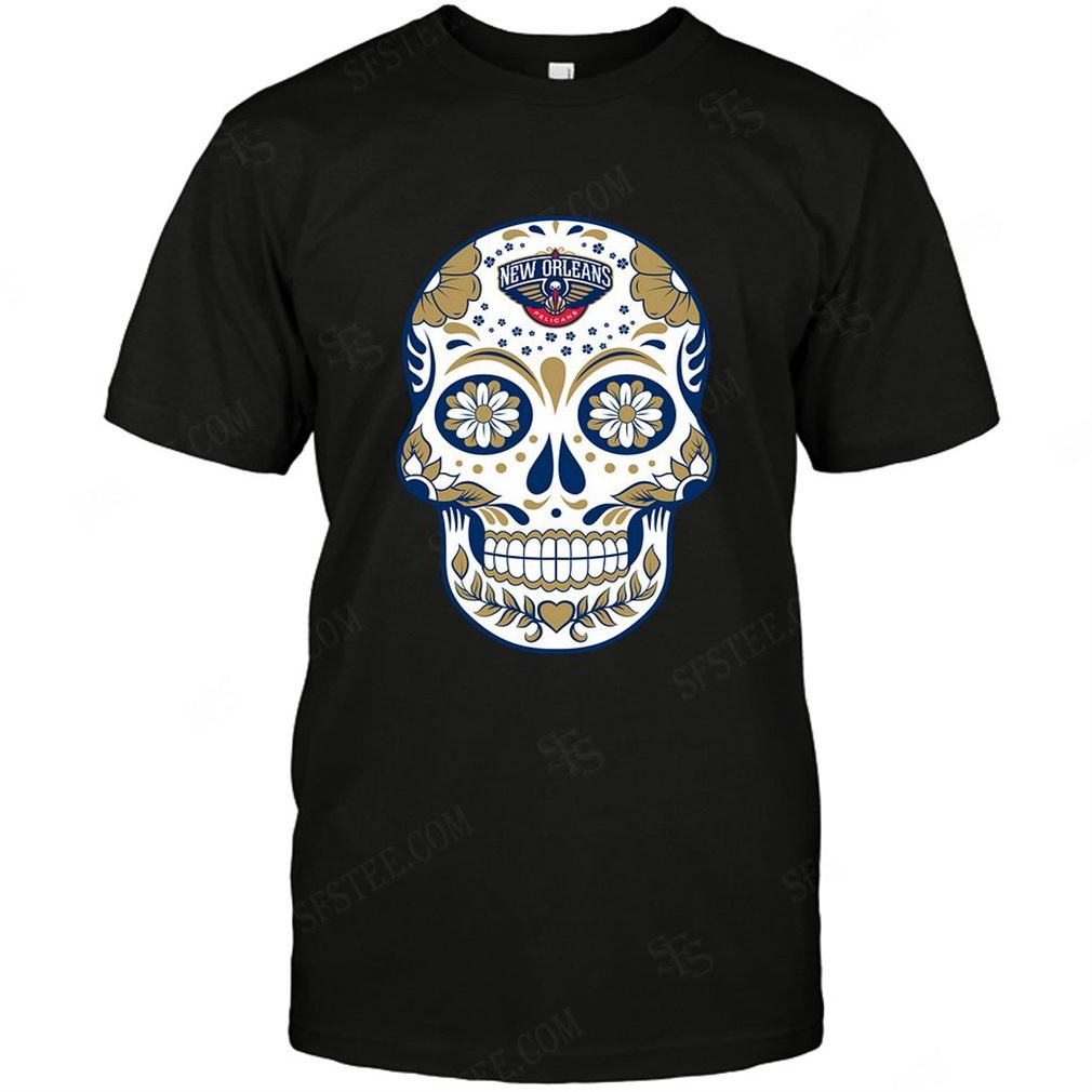 Nba New Orleans Pelicans Skull Rock With Flower Shirt Hoodie V-neck Size Up To 5xl