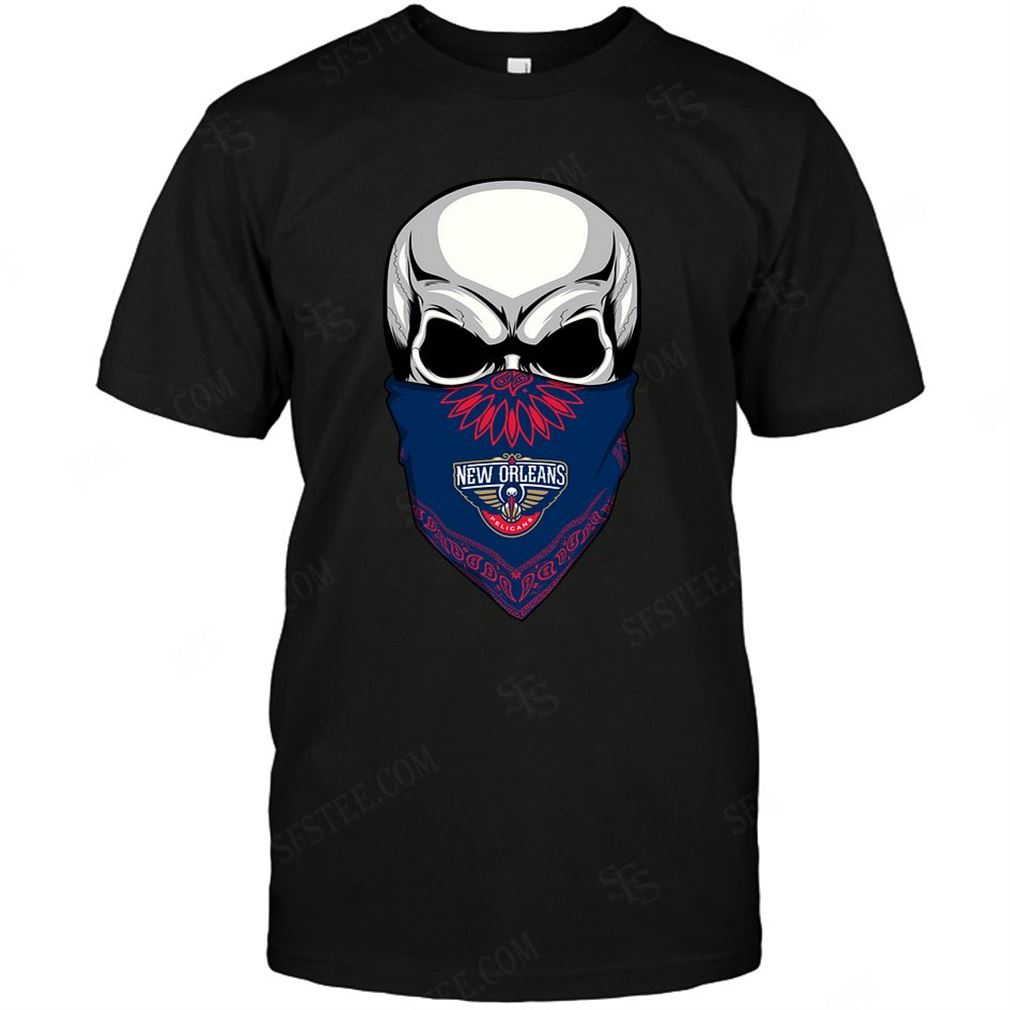 Nba New Orleans Pelicans Skull Rock With Mask Shirts Hoodie V-neck Size Up To 5xl