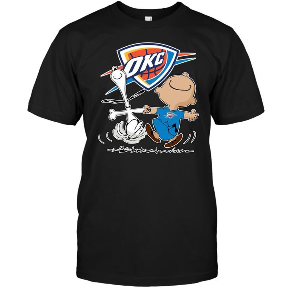 Nba Oklahoma City Thunder Charlie Brown Snoopy Oklahoma City Thunder Tee Hoodie Vneck Size Up To 5xl