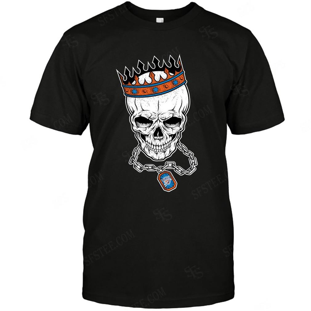 Nba Oklahoma City Thunder Skull Rock With Crown Tshirt Hoodie Vneck Size Up To 5xl