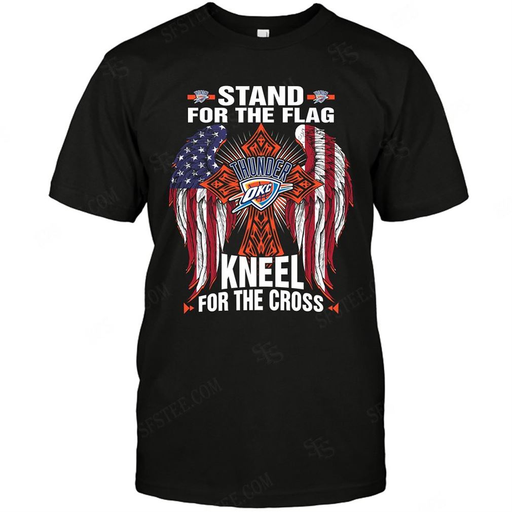 Nba Oklahoma City Thunder Stand For The Flag Knee For The Cross T-shirt Hoodie Vneck Size Up To 5xl