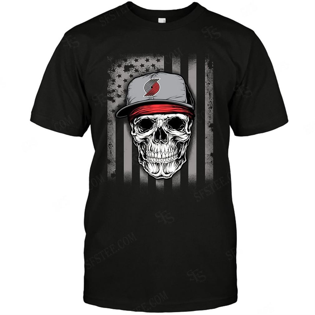 Nba Portland Trail Blazers Skull Rock With Hat-shirts Hoodie Tank Top Size Up To 5xl