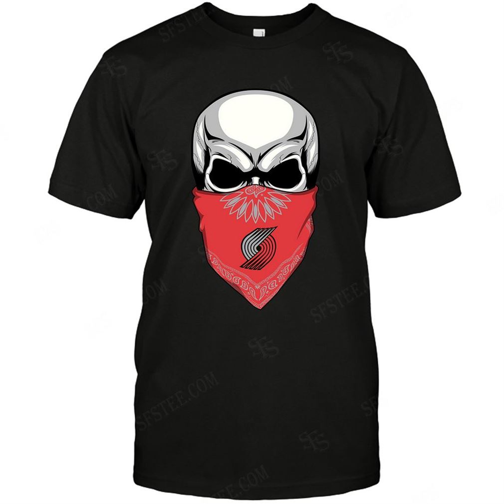 Nba Portland Trail Blazers Skull Rock With Mask T-shirt Hoodie Tank Top Size Up To 5xl