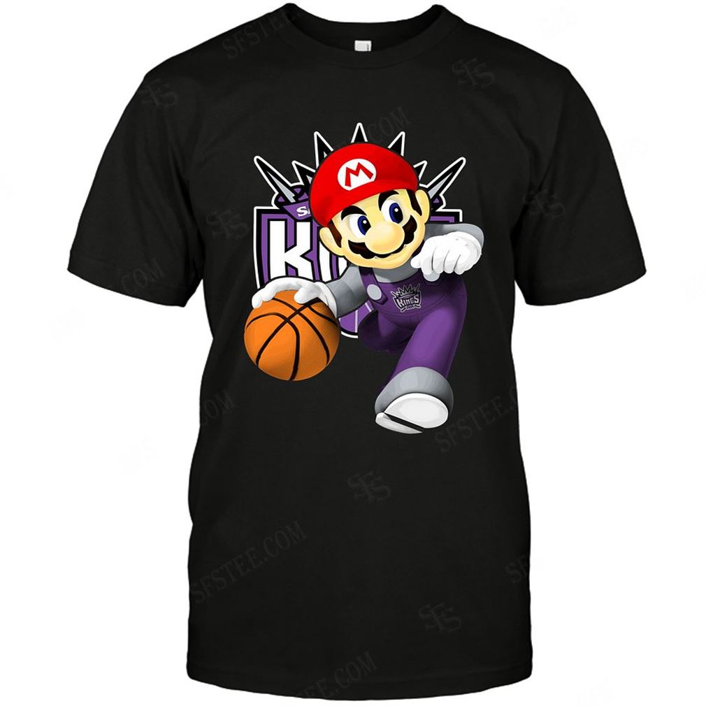 Nba Sacramento Kings Mario Nintendo Tshirt Hoodie V-neck Size Up To 5xl