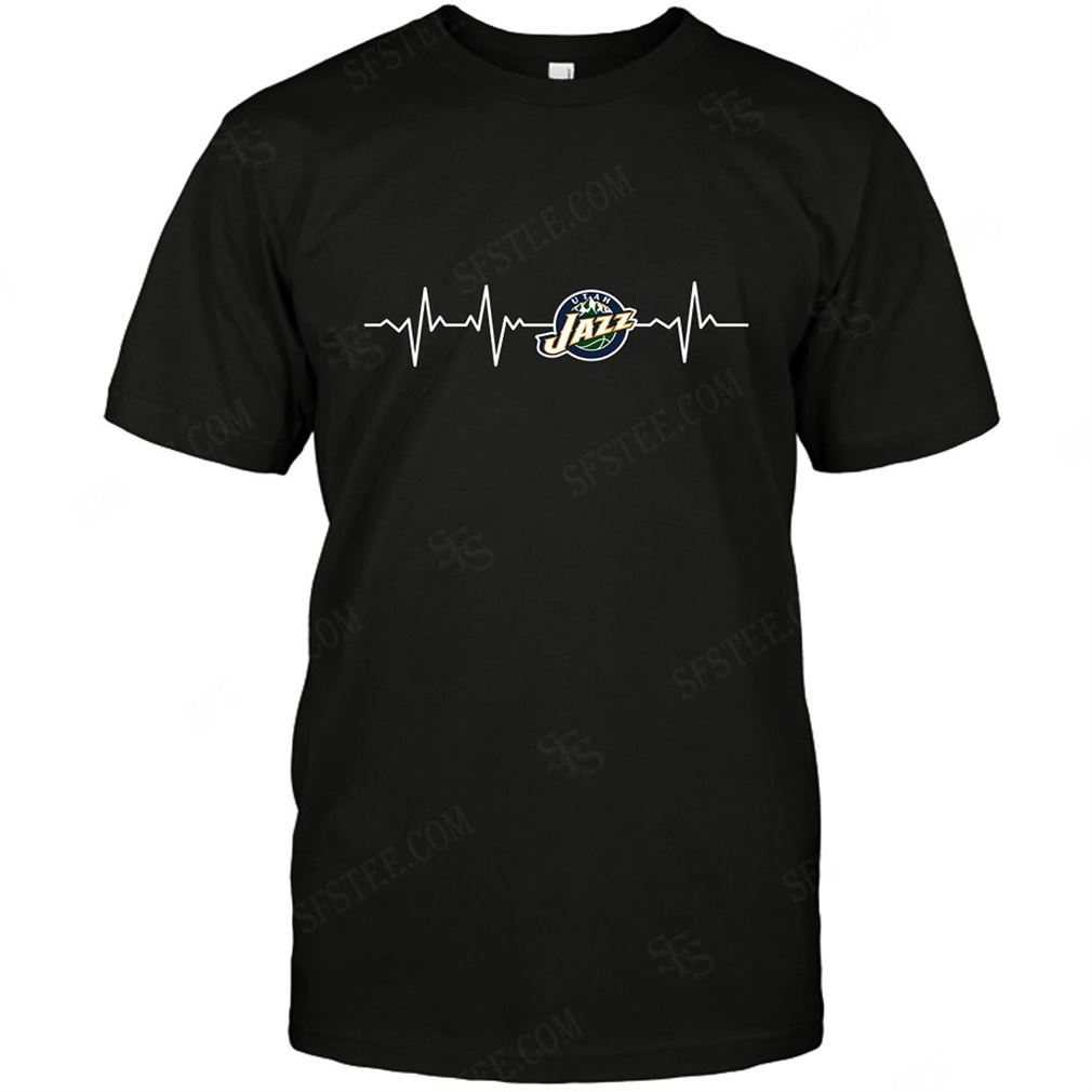 Nba Utah Jazz Heartbeat With Logo Tee Shirt Hoodie V-neck Size Up To 5xl