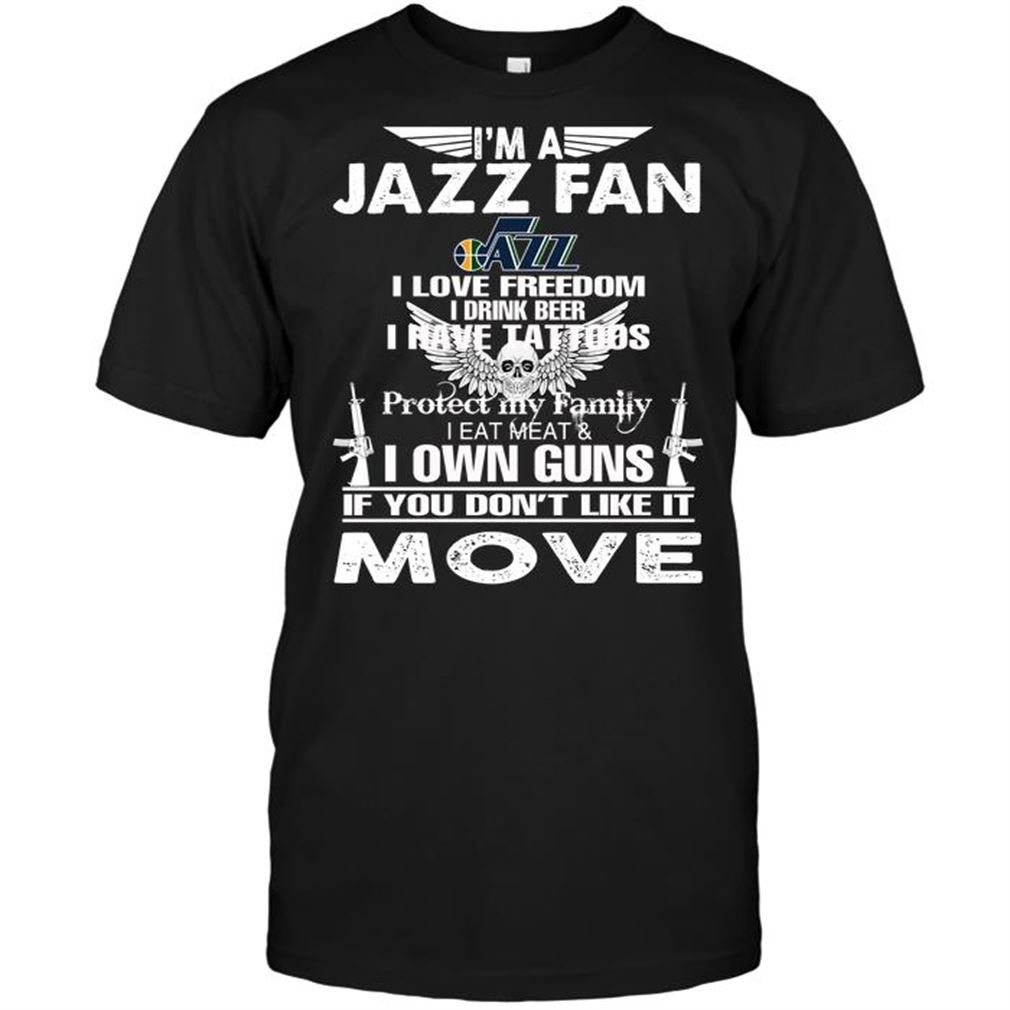 Nba Utah Jazz Im An Utah Jazz Fan I Love Freedom I Drink Beer I Have Tattoos Tee Shirt Hoodie V-neck Size Up To 5xl