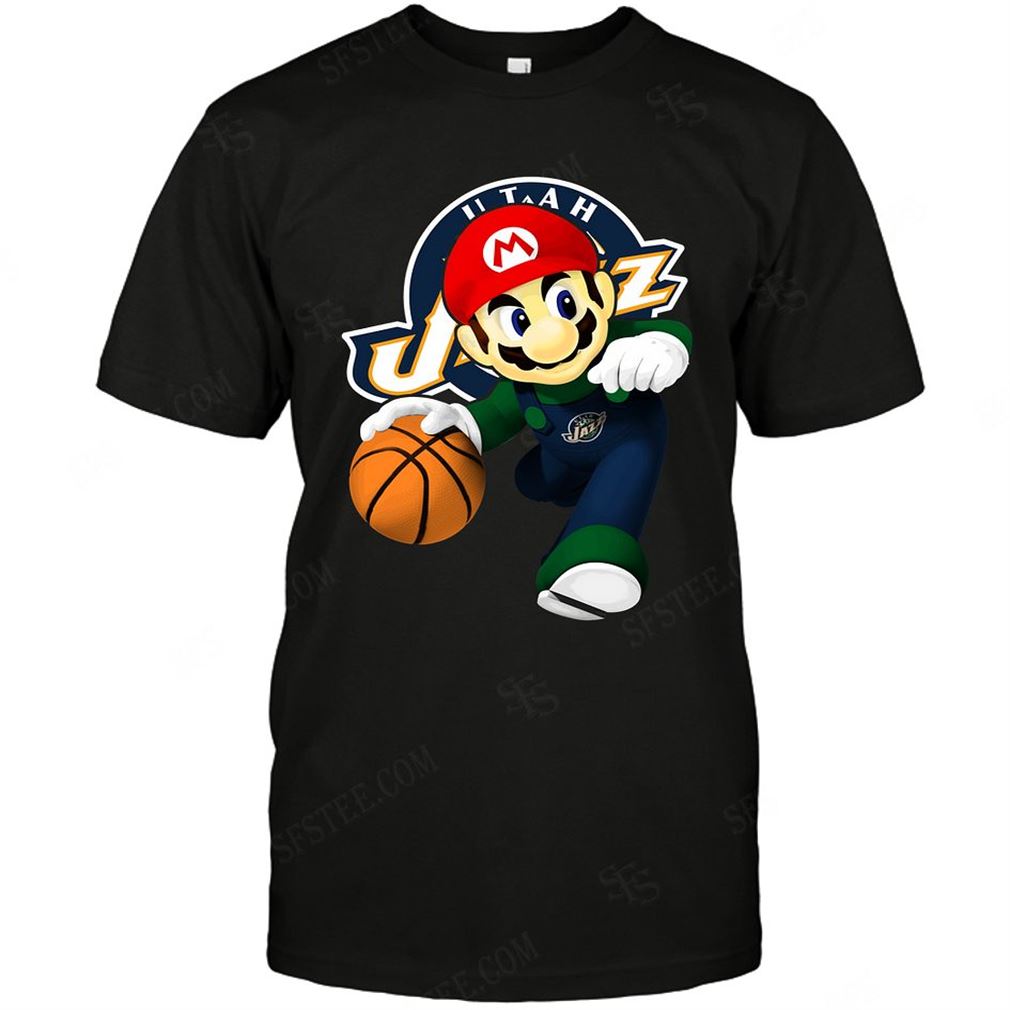 Nba Utah Jazz Mario Nintendo T-shirt Hoodie V-neck Size Up To 5xl