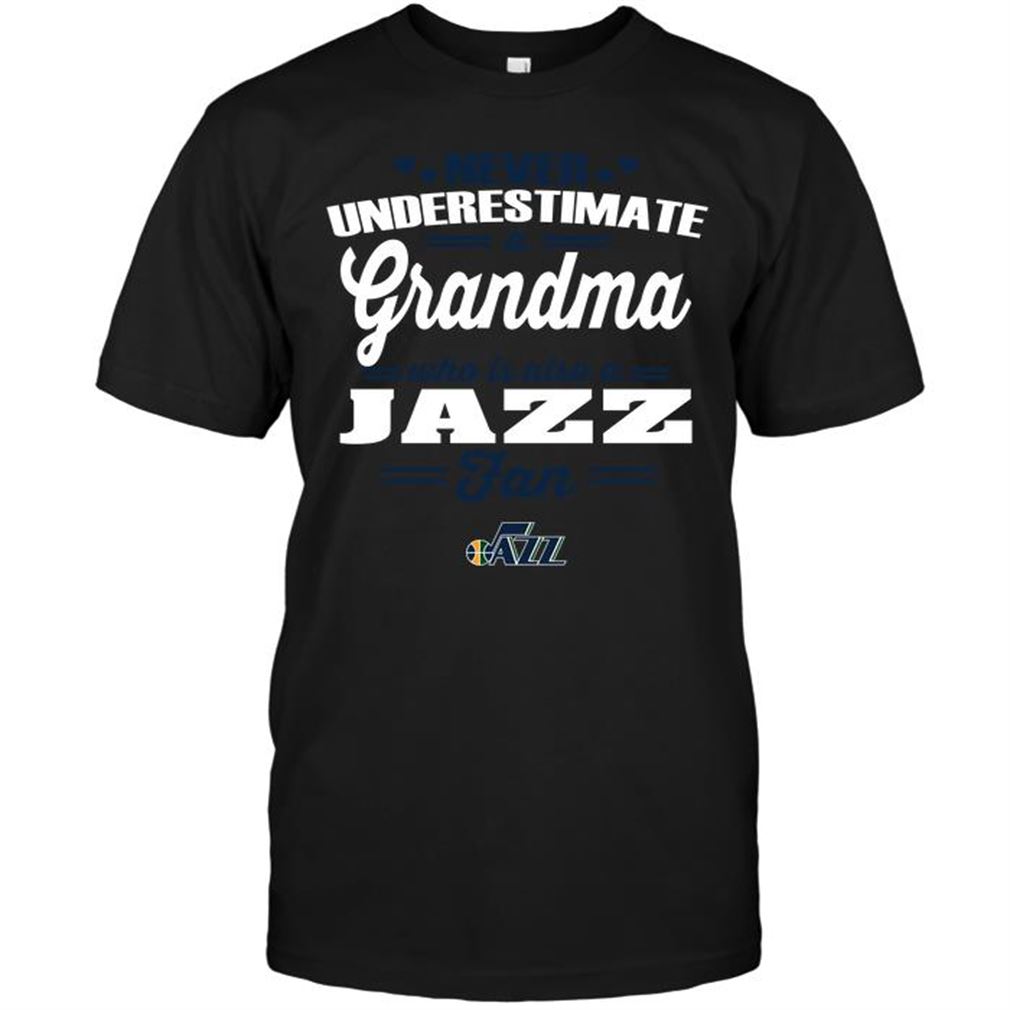 Nba Utah Jazz Never Underestimate A Grandma Who Is Also A Jazz Fan Tshirts Hoodie V-neck Size Up To 5xl