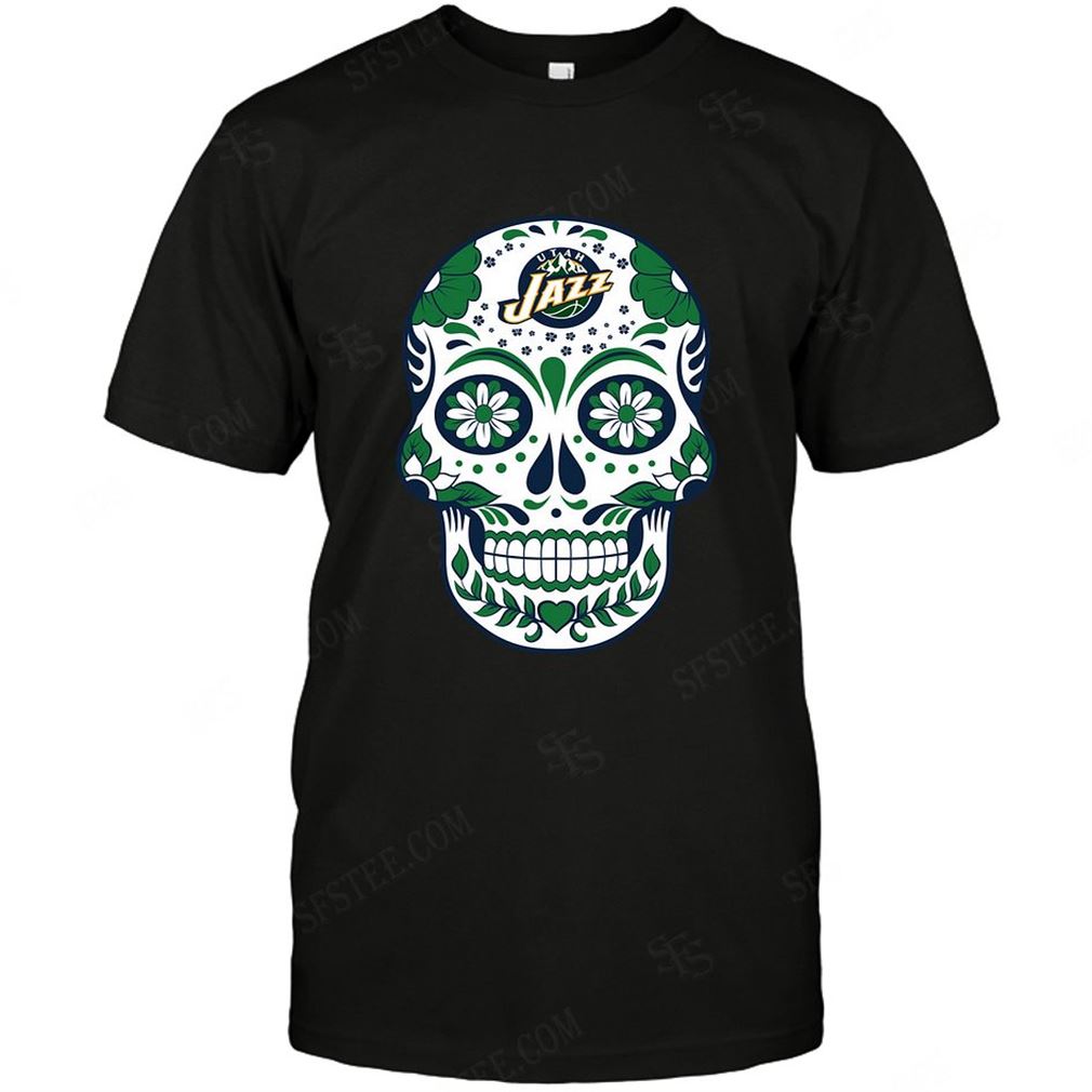 Nba Utah Jazz Skull Rock With Flower Tshirt Hoodie V-neck Size Up To 5xl