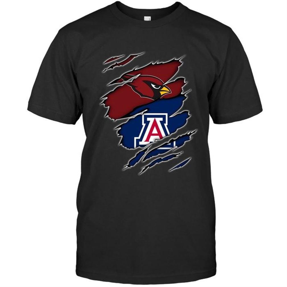 Nfl Arizona Cardinals And Arizona Wildcats Layer Under Ripped Shirt Tshirt Up To 5xl