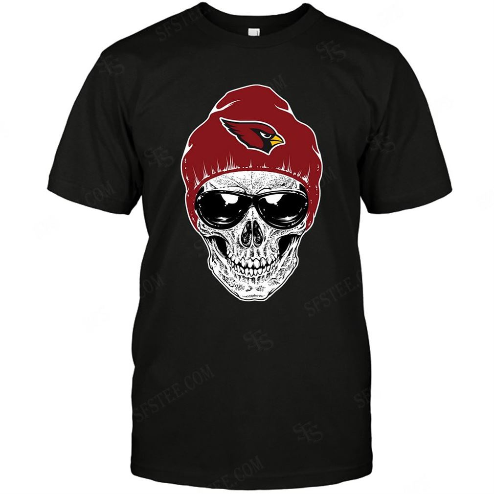 Nfl Arizona Cardinals Skull Rock With Beanie Tshirt Up To 5xl