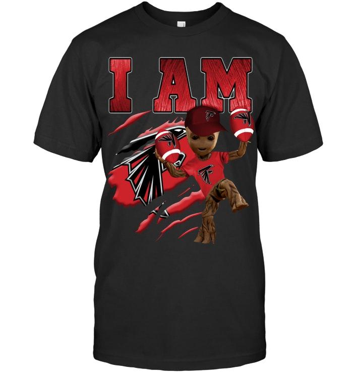 Nfl Atlanta Falcons I Am Groot Loves Atlanta Falcons Fan T Shirt Long Sleeve Plus Size Up To 5xl