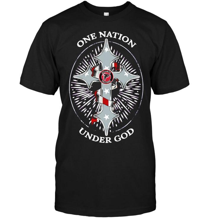 Nfl Atlanta Falcons One Nation Under God Atlanta Falcons Jesus Cross T Shirt White Shirt Plus Size Up To 5xl