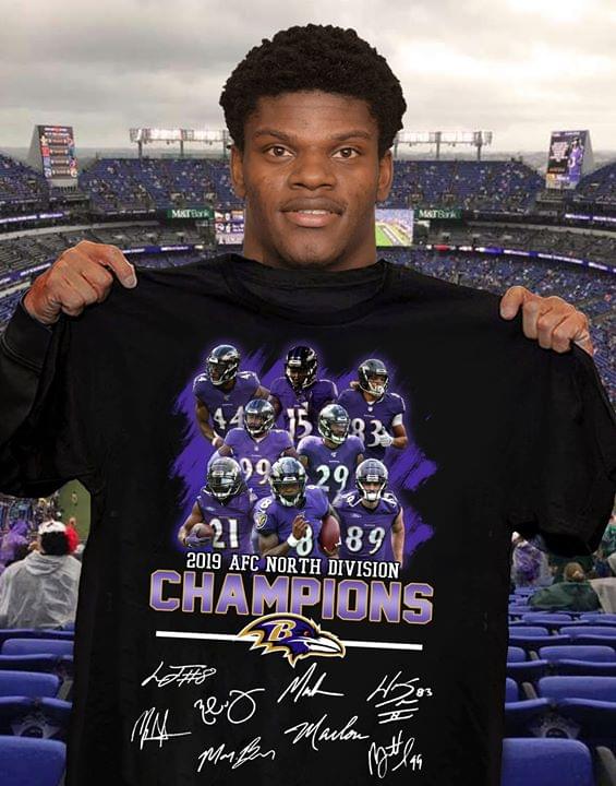 Nfl Baltimore Ravens 2019 Afc North Division Champions Signatures Hoodie Sweater Up To 5xl Size Up To 5xl