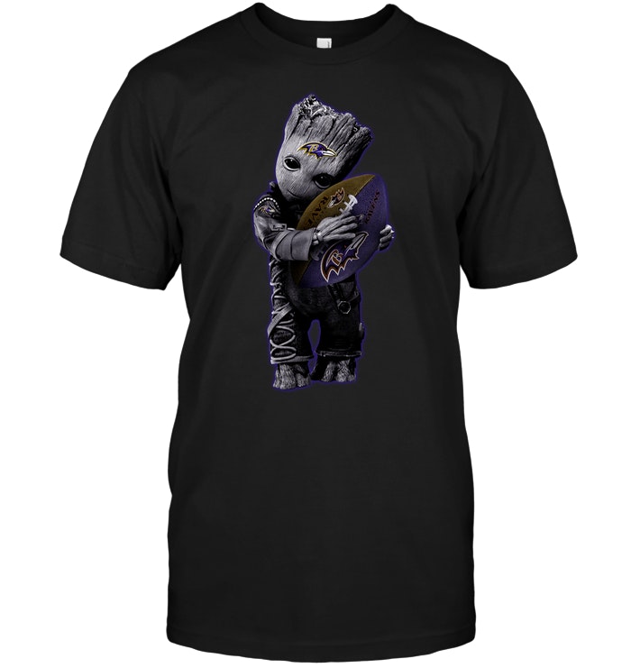 Nfl Baltimore Ravens Baby Groot Hug Baltimore Ravens Football Nfl Long Sleeve Size Up To 5xl