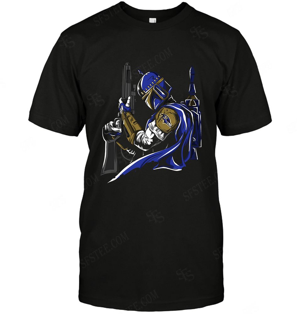 Nfl Baltimore Ravens Boba Fett Star Wars Tshirt Size Up To 5xl