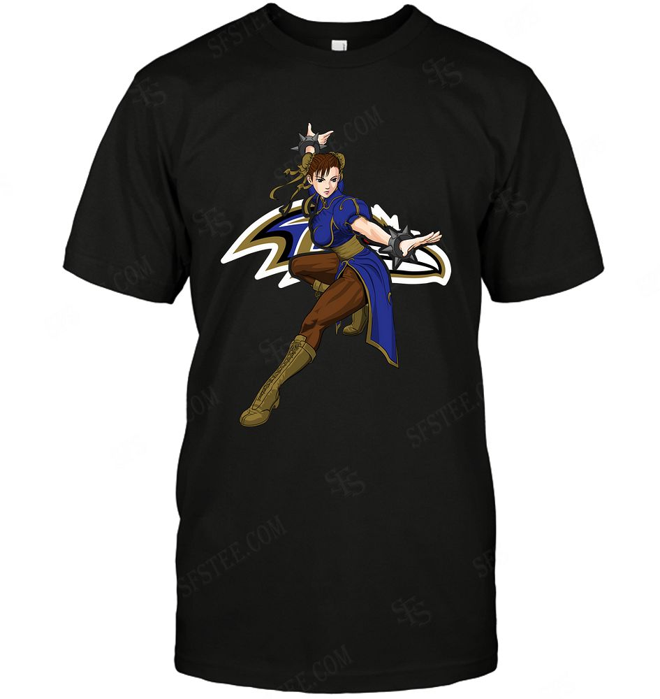 Nfl Baltimore Ravens Chun Li Nintendo Street Fighter Size Up To 5xl