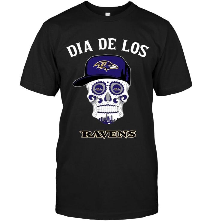 Nfl Baltimore Ravens Dia De Los Baltimore Ravens Sugar Skull Poco Loco Shirt Tshirt Size Up To 5xl