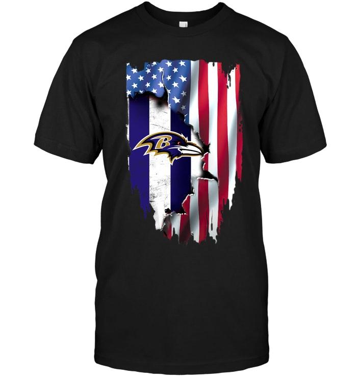 Nfl Baltimore Ravens Flag Ripped American Flag Shirt Shirt Plus Size Up To 5xl