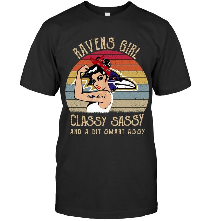 Nfl Baltimore Ravens Girl Classy Sasy And A Bit Smart Asy Retro Shirt Tshirt Plus Size Up To 5xl