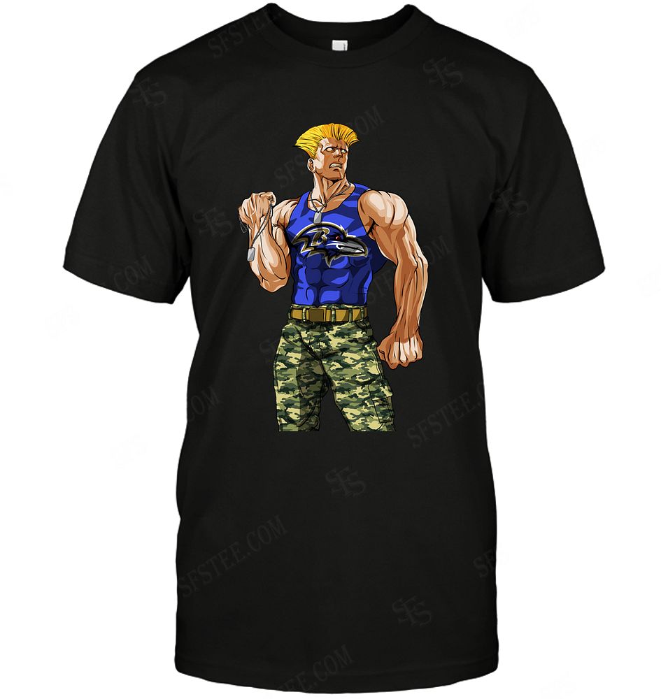 Nfl Baltimore Ravens Guile Nintendo Street Fighter Tshirt Size Up To 5xl