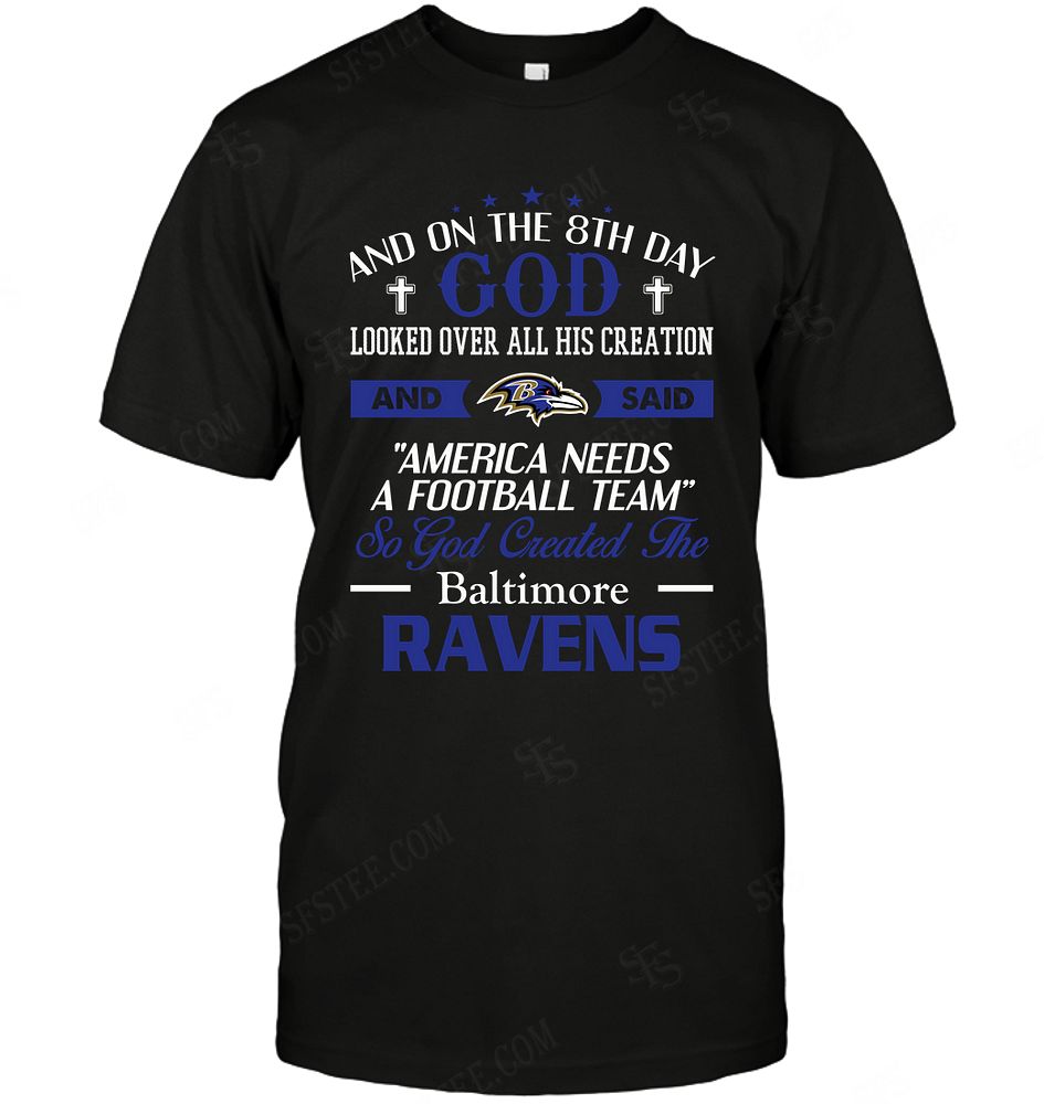 Nfl Baltimore Ravens On The 8th Day God Created My Team Hoodie Plus Size Up To 5xl