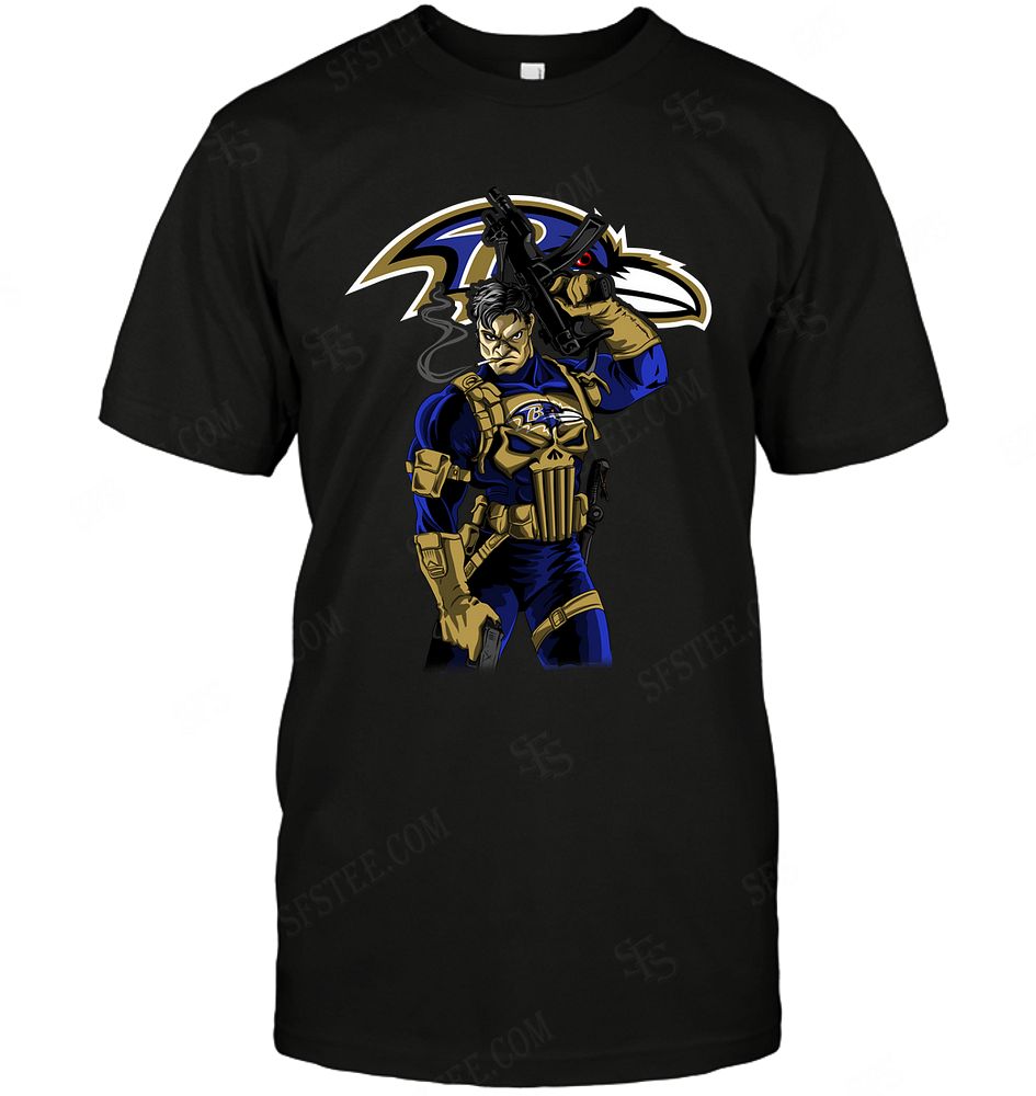 Nfl Baltimore Ravens Punisher Dc Marvel Jersey Superhero Avenger Tshirt Size Up To 5xl