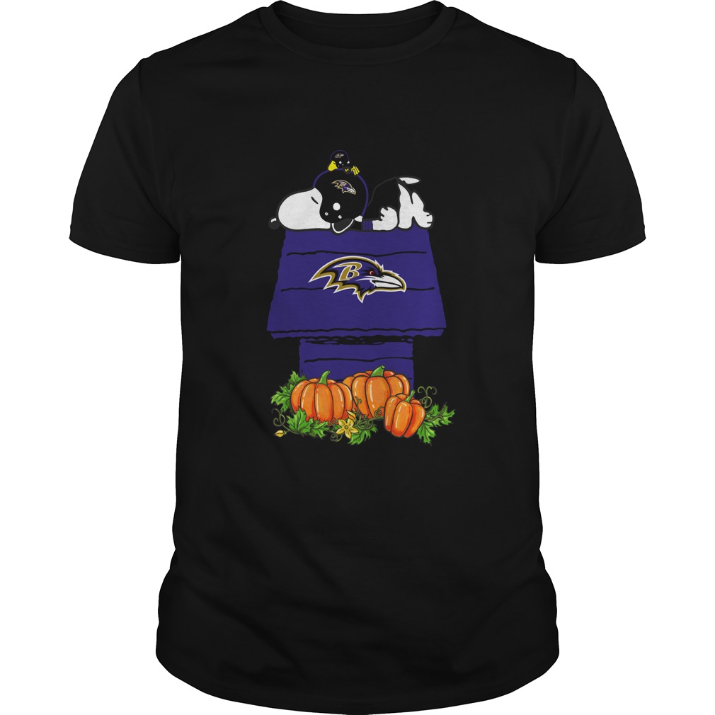 Nfl Baltimore Ravens Snoopy Pumpkin House Nfl Tshirt Size Up To 5xl