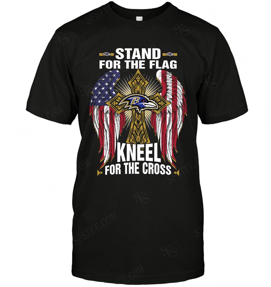 Nfl Baltimore Ravens Stand For The Flag Knee For The Cross Shirt Plus Size Up To 5xl