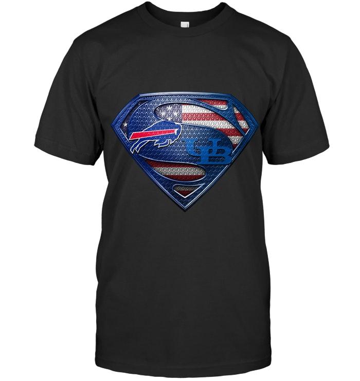 Nfl Buffalo Bills And Buffalo Bulls Superman American Flag Layer Shirt Hoodie Size Up To 5xl