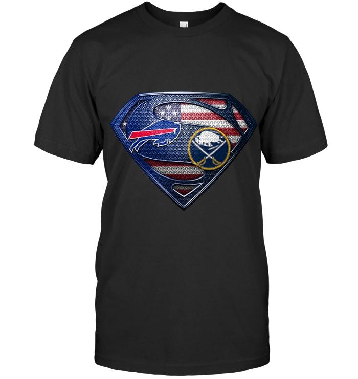 Nfl Buffalo Bills And Buffalo Sabres Superman American Flag Layer Shirt Hoodie Size Up To 5xl