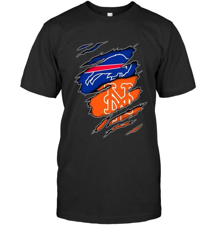 Nfl Buffalo Bills And New York Mets Layer Under Ripped Shirt Long Sleeve Size Up To 5xl