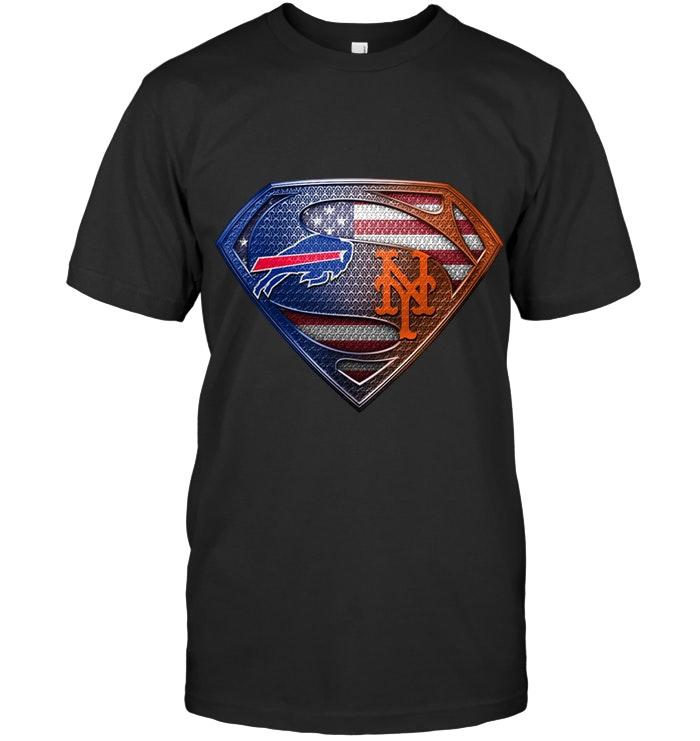 Nfl Buffalo Bills And New York Mets Superman American Flag Layer Shirt Long Sleeve Size Up To 5xl